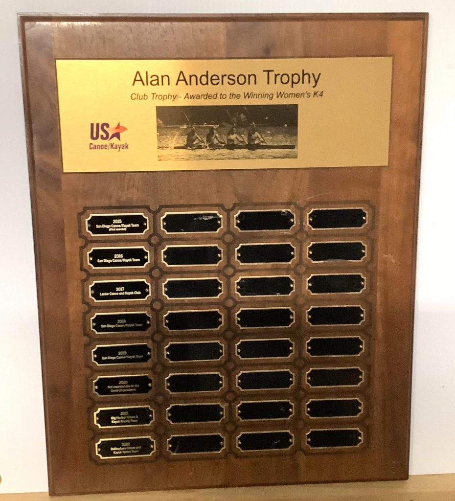 Photo of the Alan Anderson Award for Club with the most Winning Women's K4 